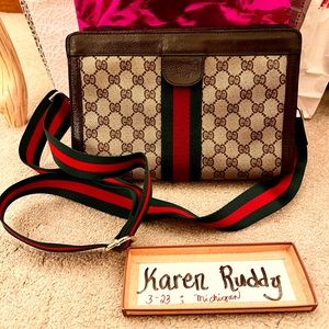 Gucci Ophidia Web Clutch Crossbody Sherry line